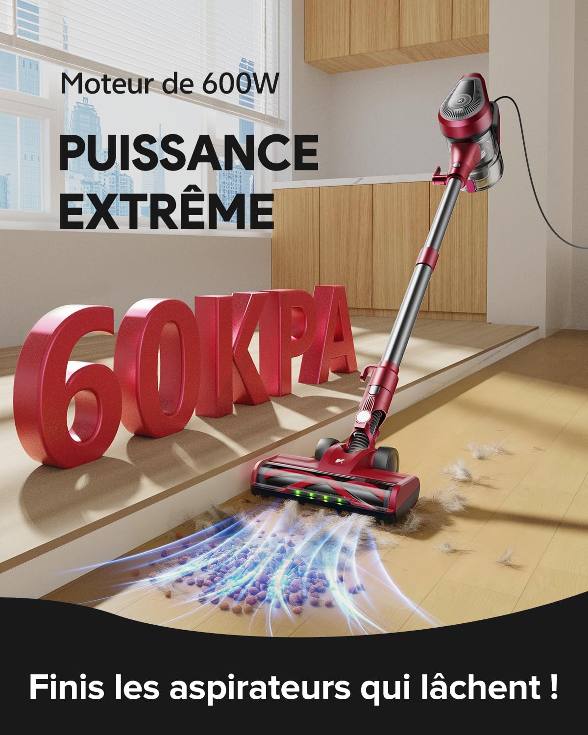 Detalle de Vexilar C8 Aspirateur Balai avec Fil – Puissance et maniabilité pour un nettoyage en profondeur