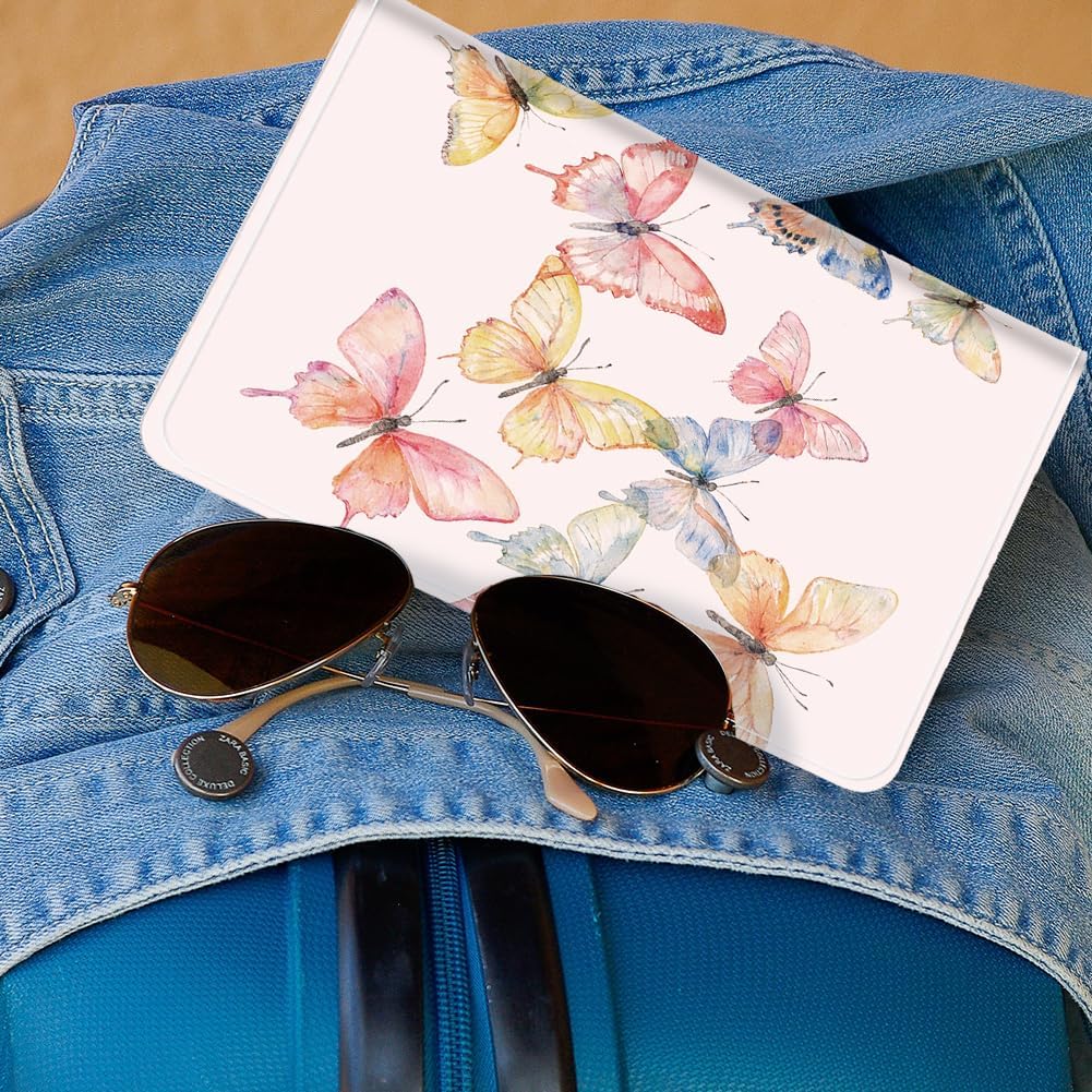 Thumbnail 6 de CRAFTYMELODY Reisepasshülle aus PU-Leder – Aquarell-Schmetterling, 5.9×4.3 Zoll, Kreditkarten- & Bordkartenfach, Passsperrfunktion
