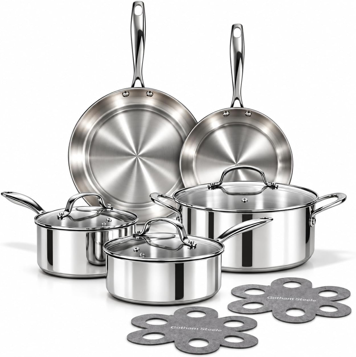 Detalle de GOTHAM STEEL 6946 Tri-Ply Stainless Steel Cookware Set, 10-Piece