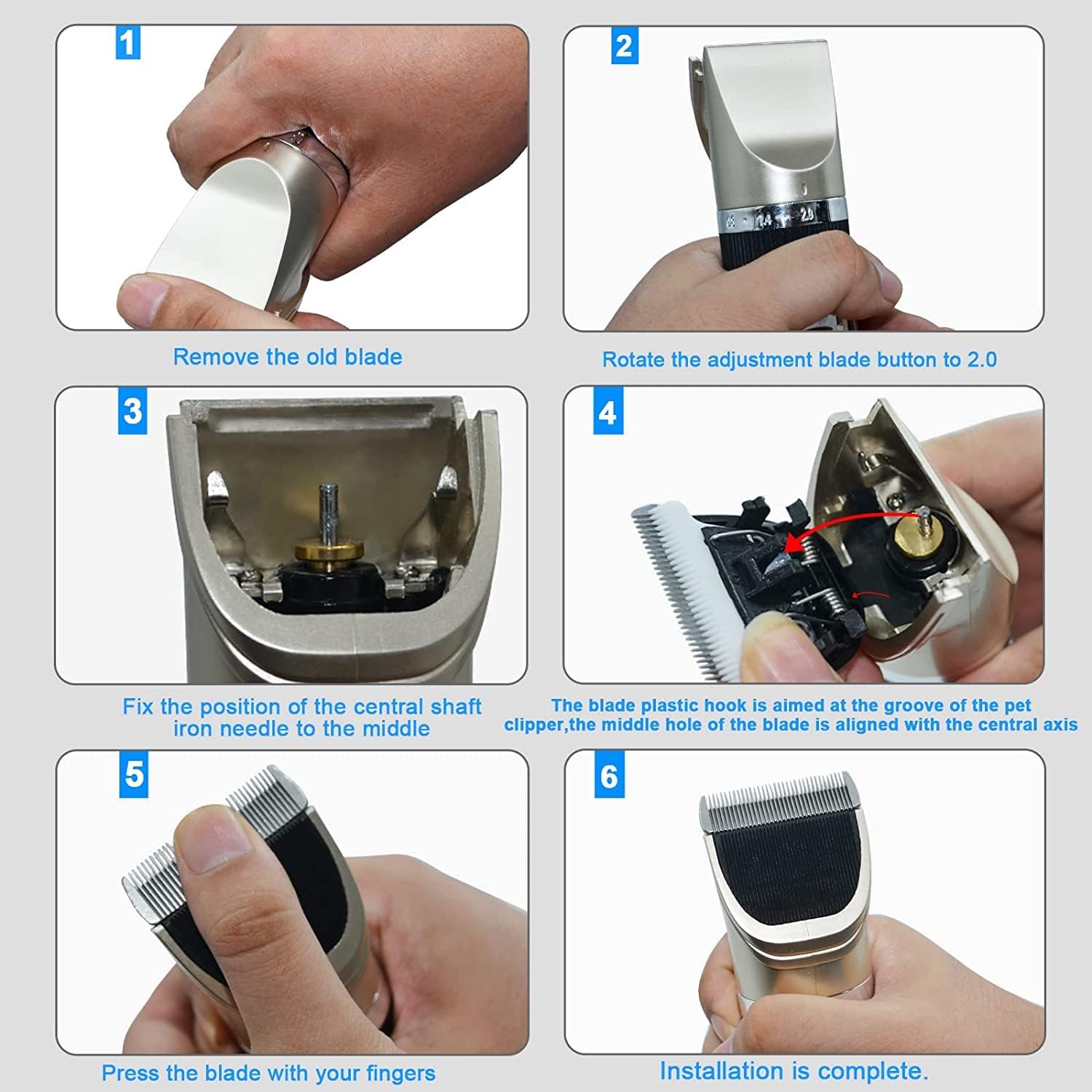 Detalle de AUDOC Lama di Ricambio Compatibile con tosatrici per Cani Oneisall a Basso Rumore – Lama Ceramica e Inox (Confezione da 2)