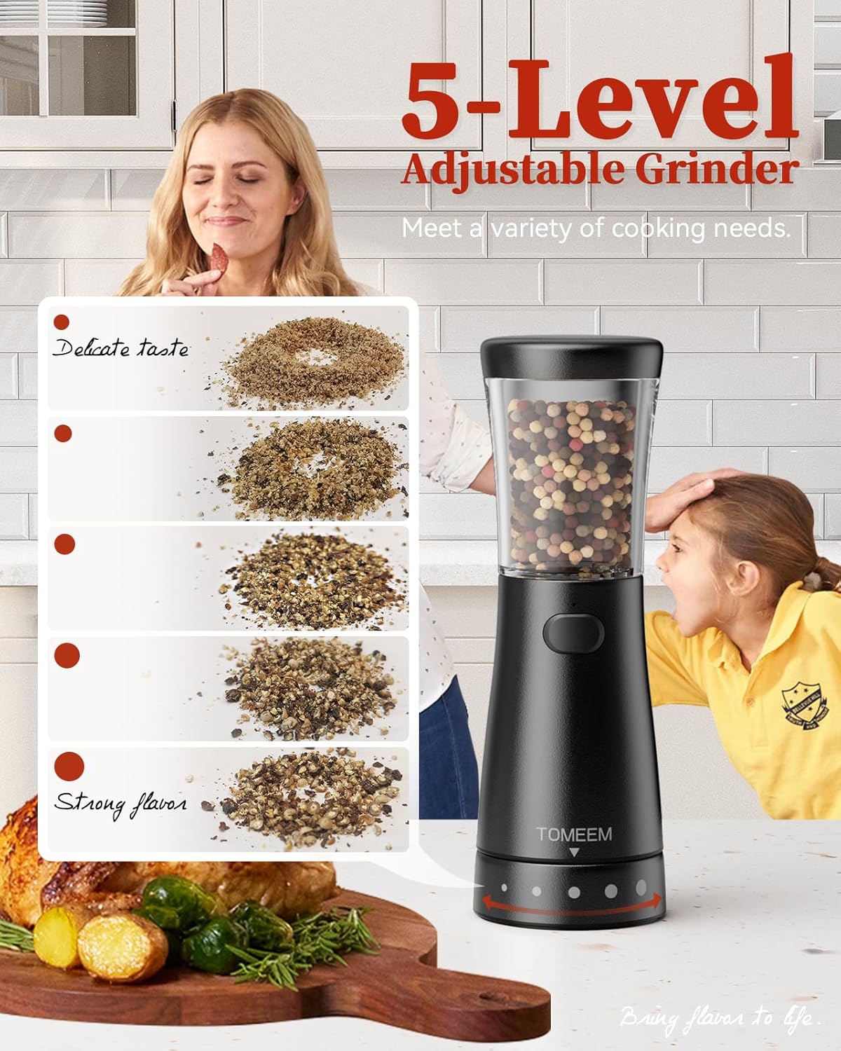 Detalle de Electric Salt and Pepper Grinder Set, 4.5 oz Capacity