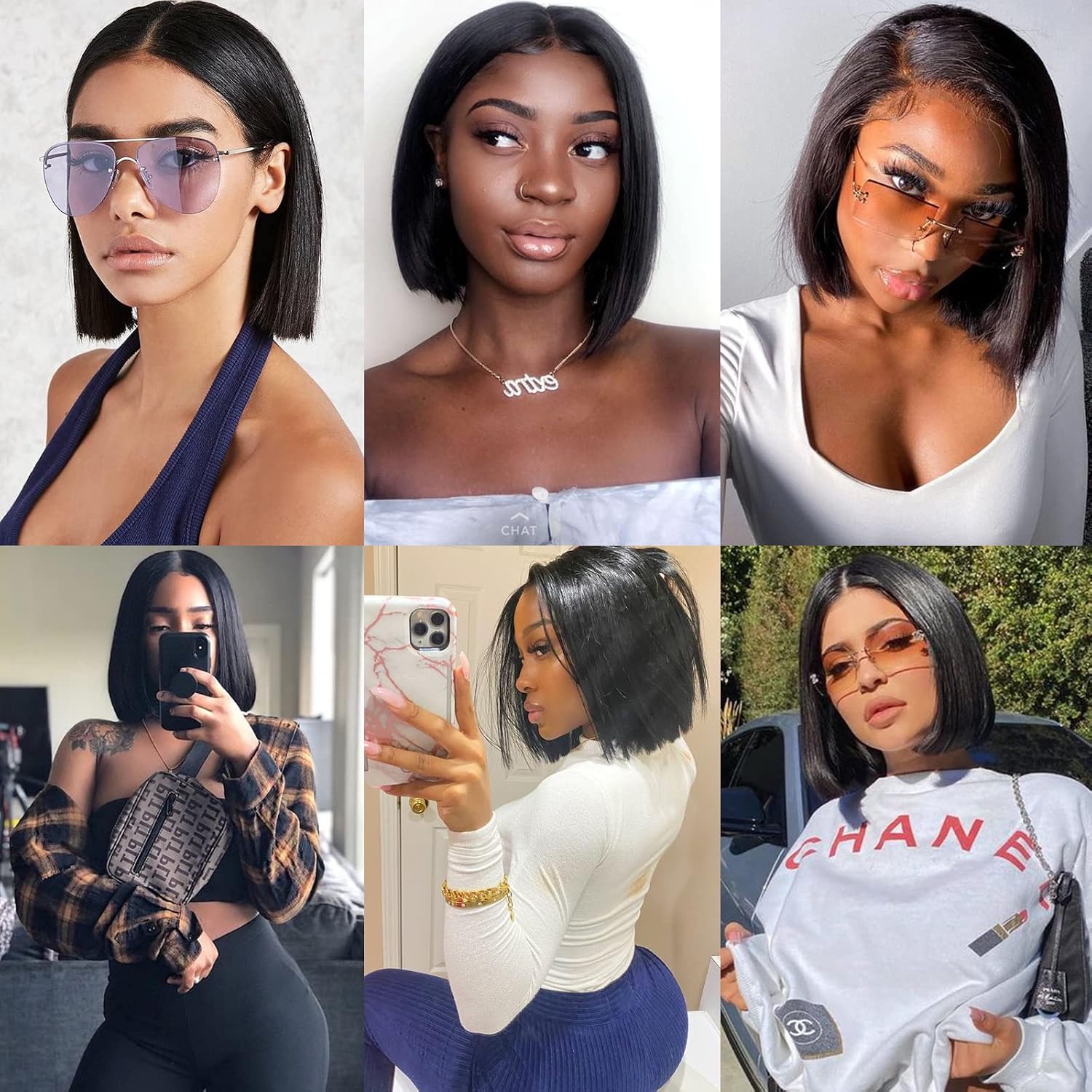 Thumbnail 1 de Liang Dian 10 Inch Short Brazilian Virgin Straight Hair Bundles — 4 Bundles, 10" (Natural Black)
