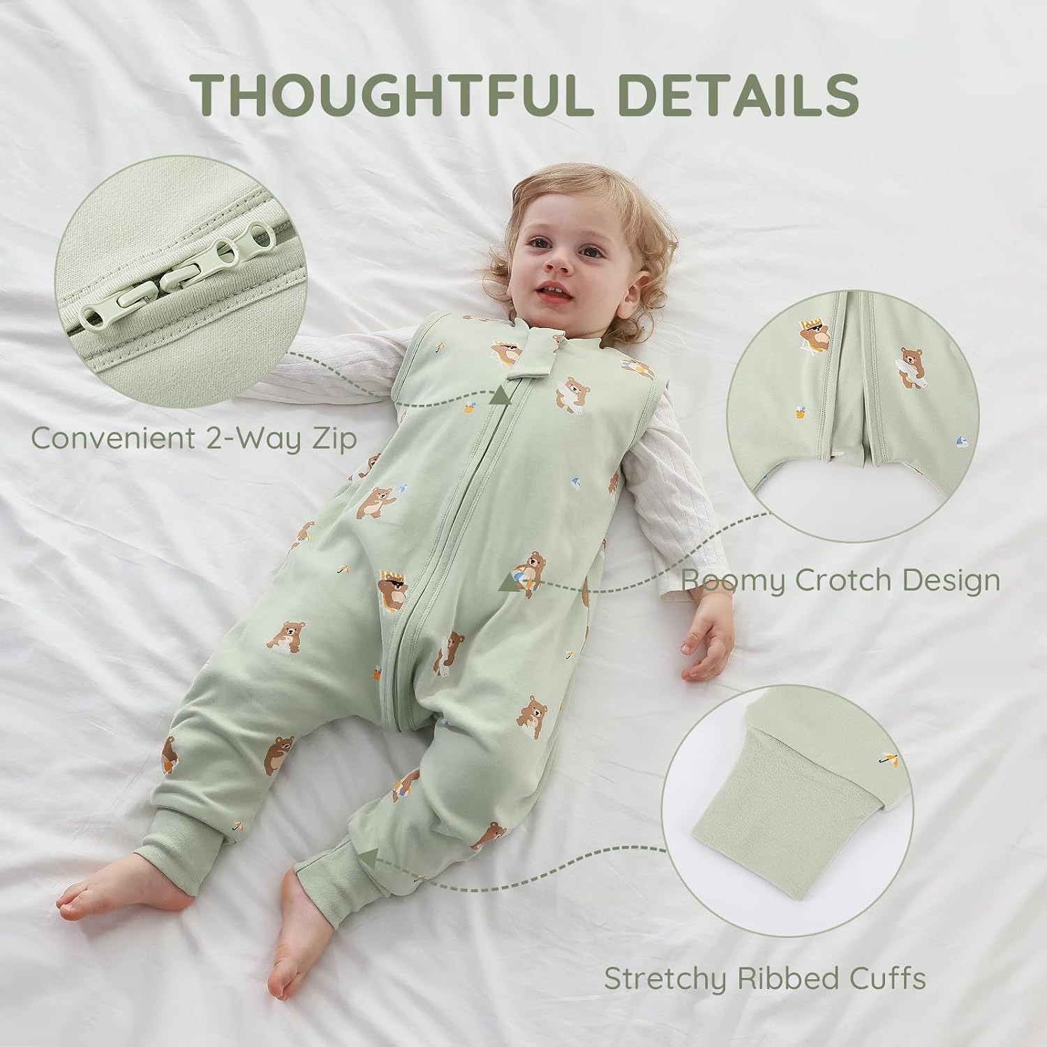 Thumbnail 6 de Mosebears 1.0 TOG Cotton Baby Sleeping Bag – Unisex Sleep Sack for 2–3 Years (85–100 cm)