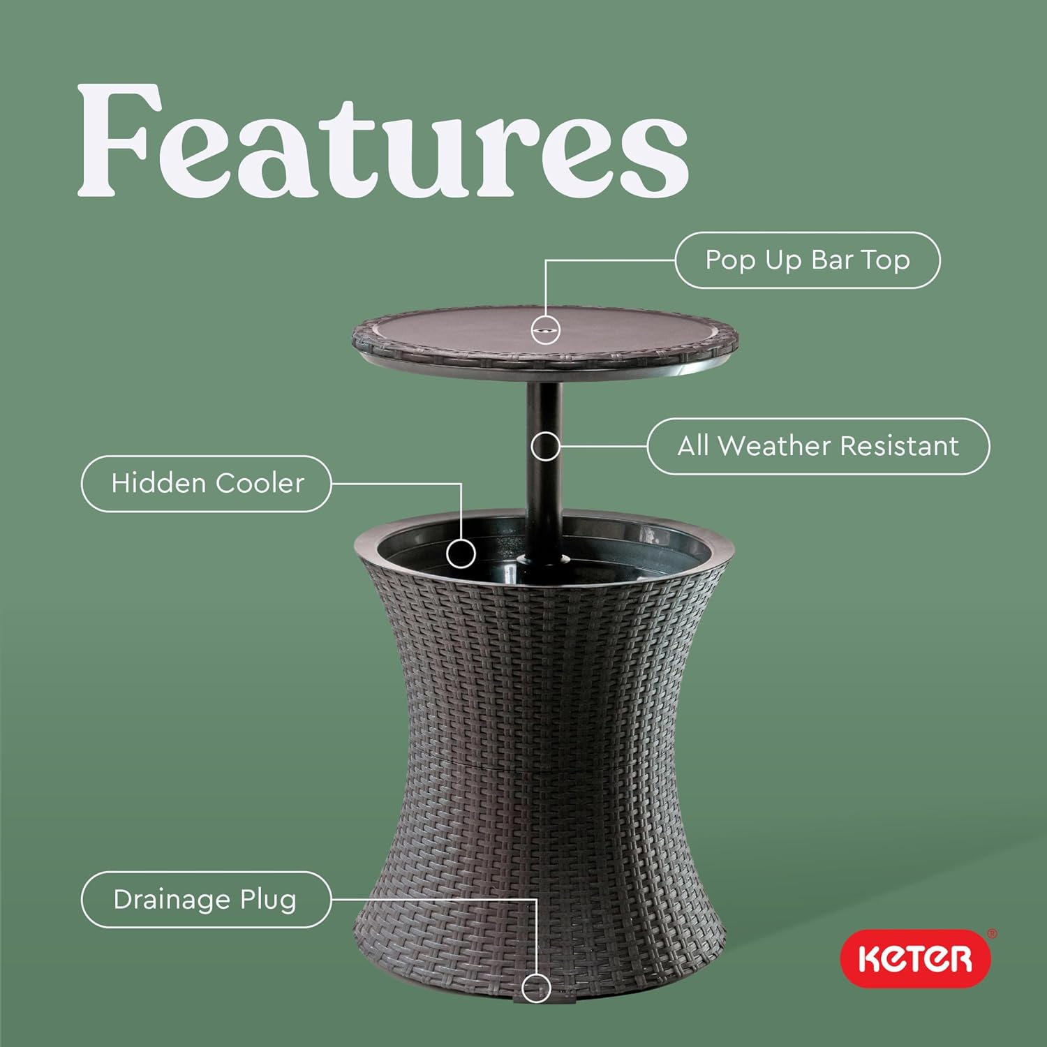 Thumbnail 4 de Keter Pacific Cool Bar Patio Table, 7.5 Gal