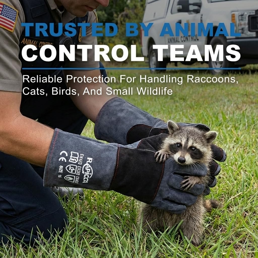 Thumbnail 2 de RAPICCA bite proof animal handling gloves (22in/56cm) with reinforced leather padding