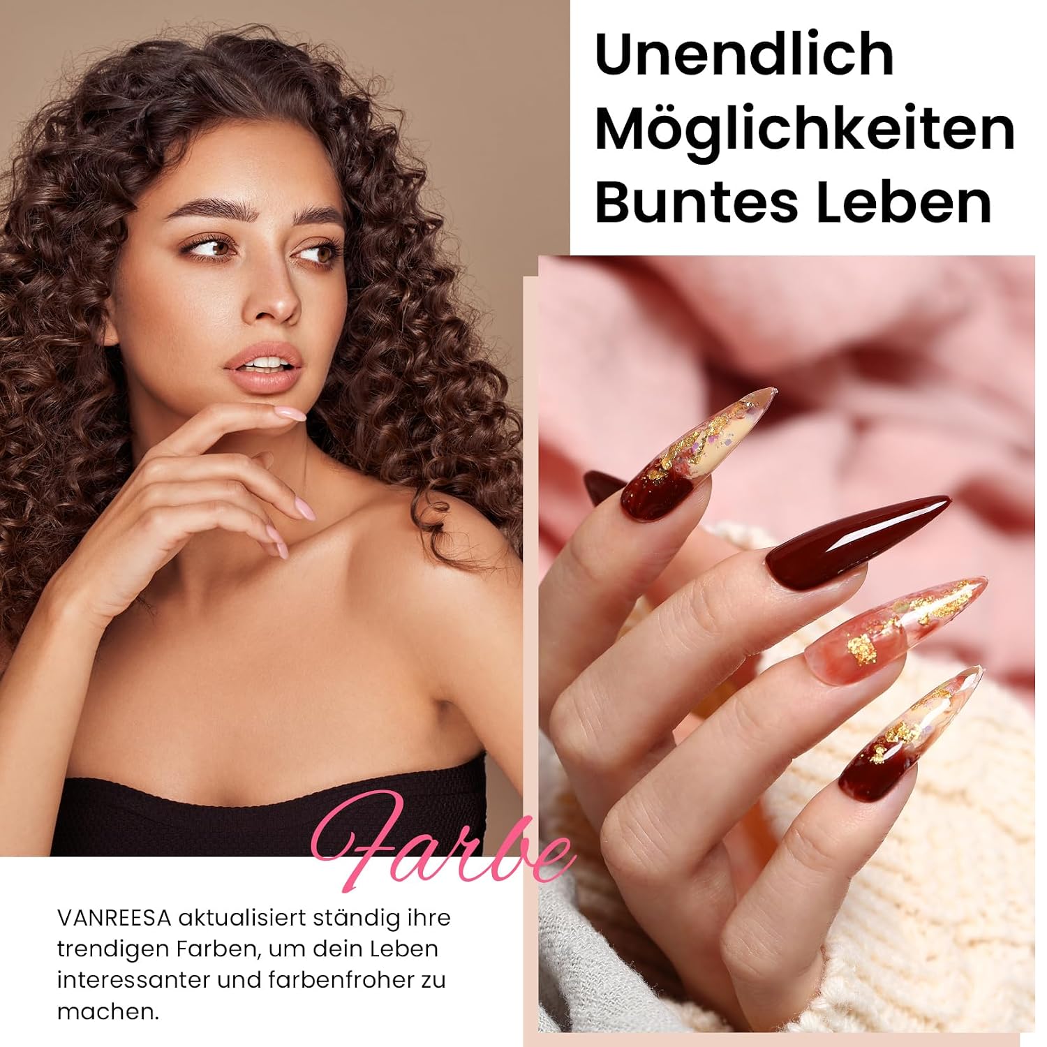 Detalle de VANREESA Gel Nägel Set mit 55 Farben und 48W UV/LED-Lampe – Komplettes Starterset für zuhause