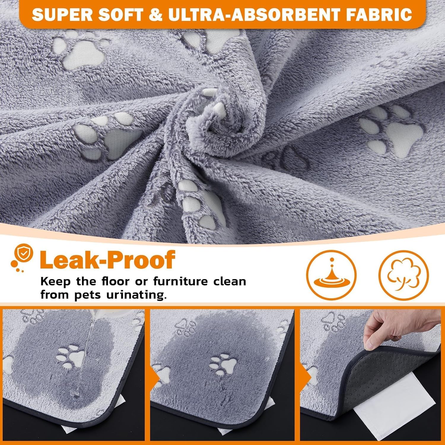 Detalle de Reusable Puppy Training Pads 2 Pack (79 x 92 cm) – Washable, Waterproof & Non-Slip Puppy Whelping Pads
