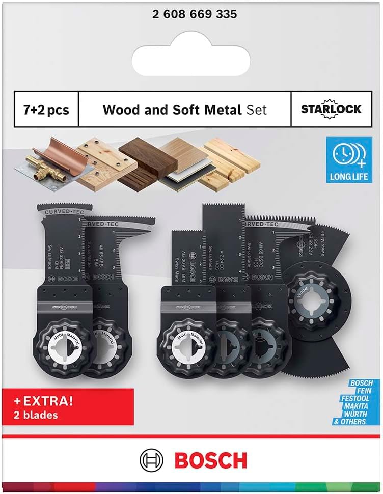 Thumbnail 2 de Bosch 9x set di lame per legno e metallo tenero con attacco Starlock (9 pezzi) – per utensile multifunzione