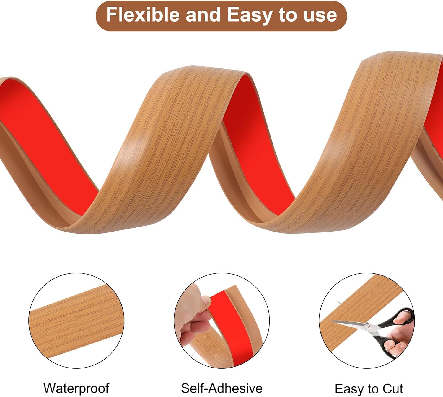 Detalle de ZTOWOTO A5015-100cm PVC Floor Transition Strip, 7 cm, Yellow Wood Grain