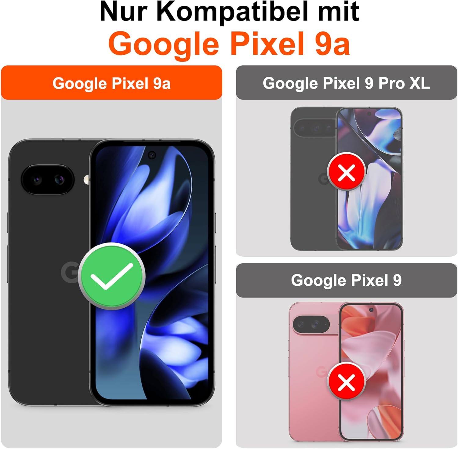 Detalle de Jshru Handyhülle für Google Pixel 9a – 360° Ständer, Kamera-Schutz, inkl. 2 Schutzfolien, blau