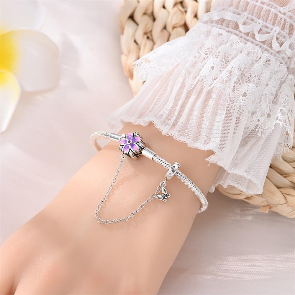 Detalle 2 de KUNSIR Moments Bracciale Donna in Argento Sterling 925 per Ciondolo Pandora – Design Snake, Compatibile con Ciondolo Pandora