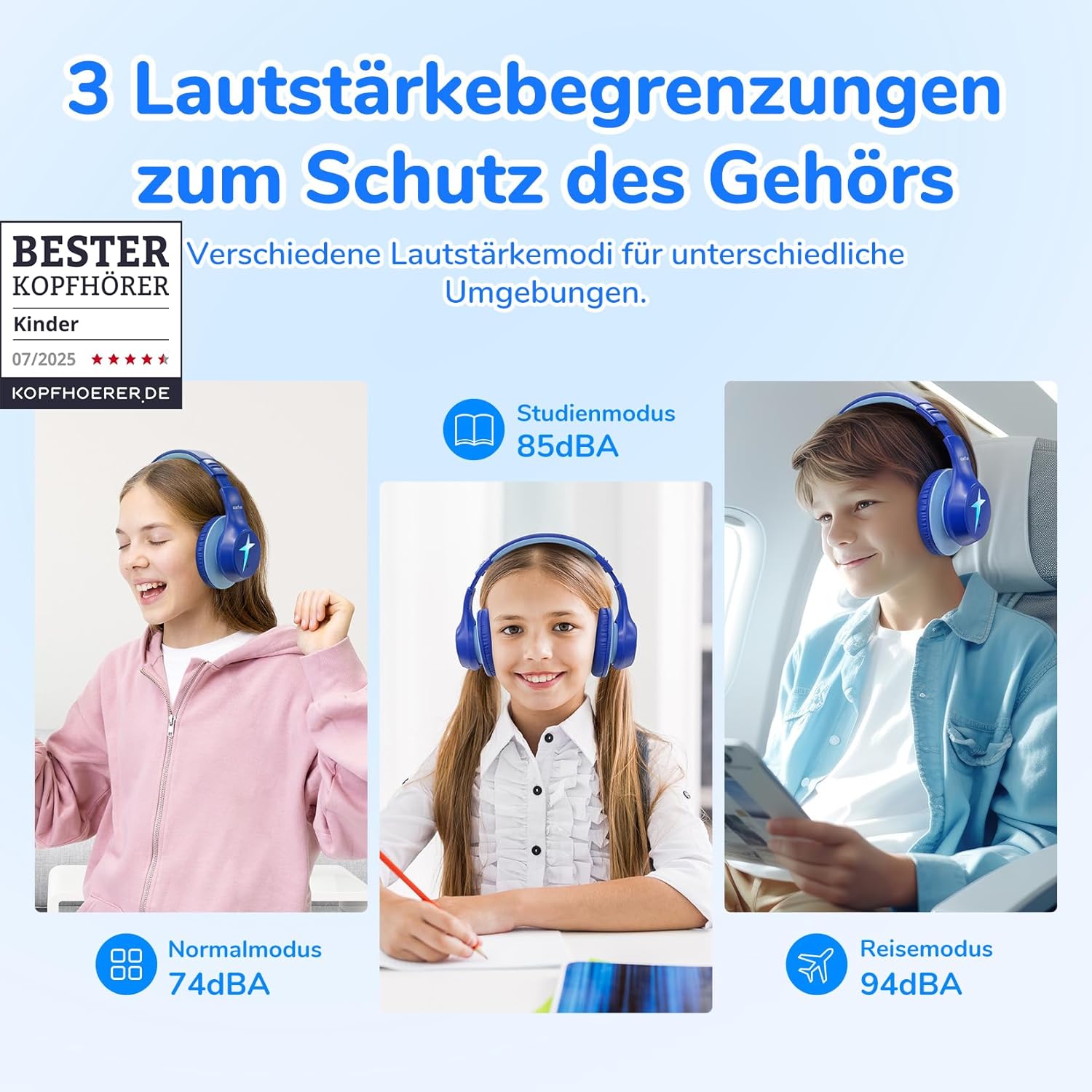 Detalle 2 de EarFun Bluetooth Kopfhörer Kinder 90 Std Akku