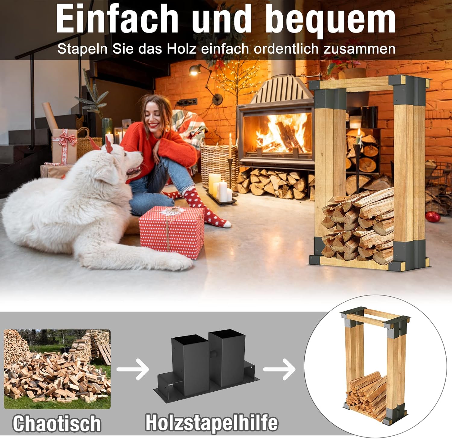 Thumbnail 5 de YRHome Holzstapelhilfe Feuerverzinkt 8 Stück