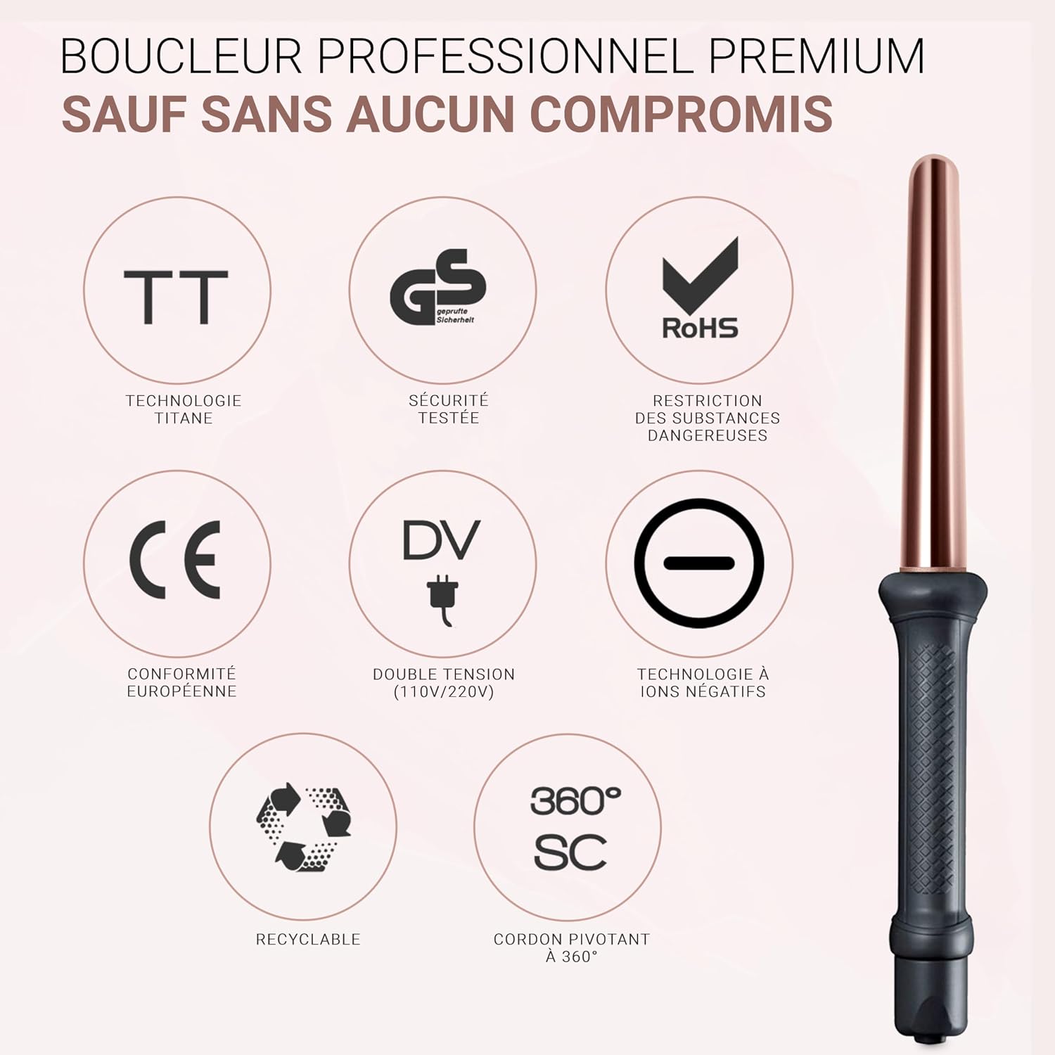Detalle 2 de Golden Curl Boucleur 18–25 mm pour cheveux 🎀