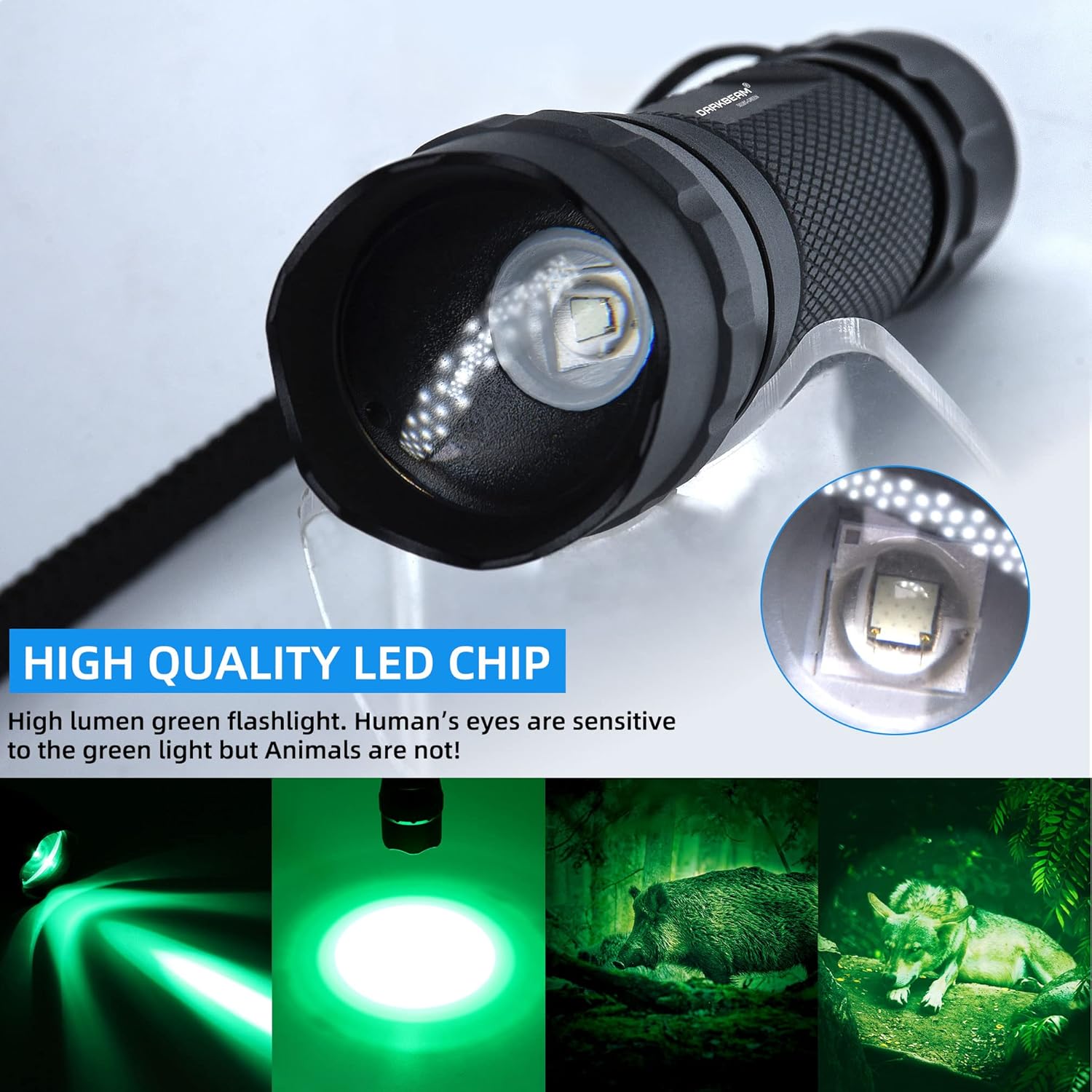 Thumbnail 1 de Darkbeam Torcia LED Verde USB ricaricabile: compagnia affidabile per caccia notturna, astronomia e emergenze