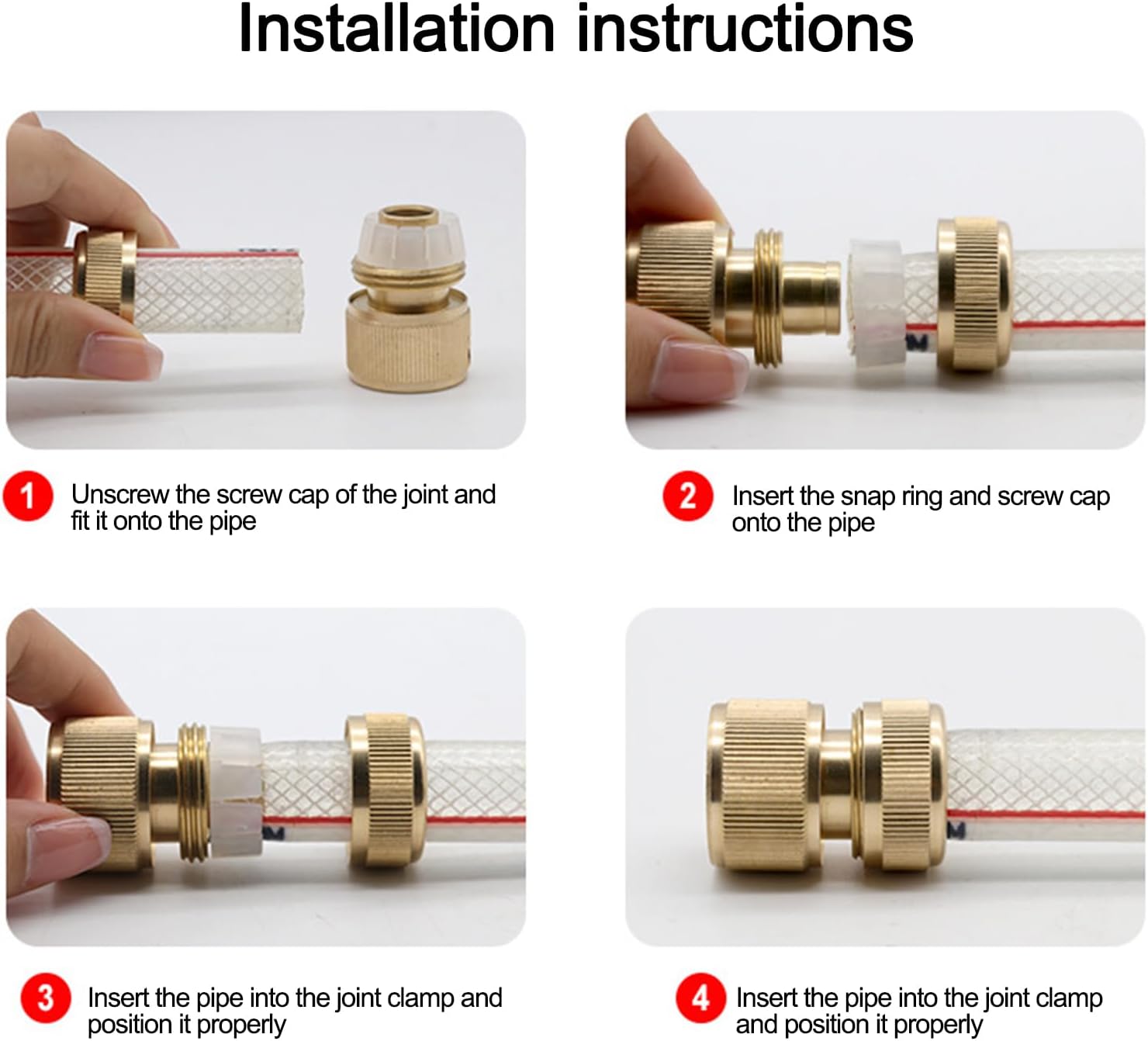 Detalle de 6 Pack Brass Garden Hose Connectors (Quick Connect Fittings) for 1/2 Inch Hose Pipes