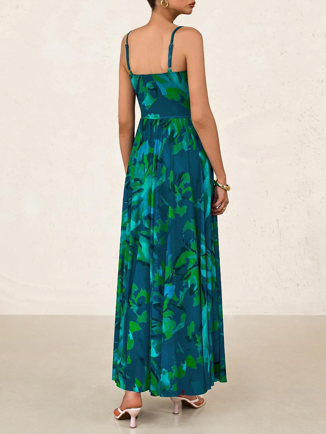 Detalle de BTFBM Women Summer Floral Maxi Dress: Elegant Floral Print Beach to Party Attire