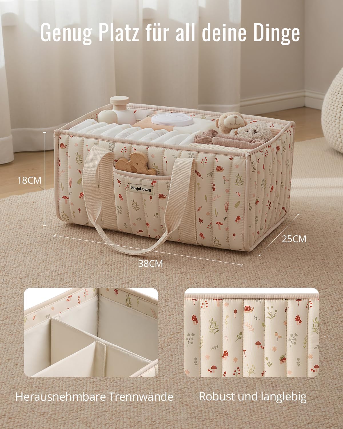 Thumbnail 2 de Blissful Diary Wickeltisch-Organizer – Stilvoller Wickelkorb für Babybedarf