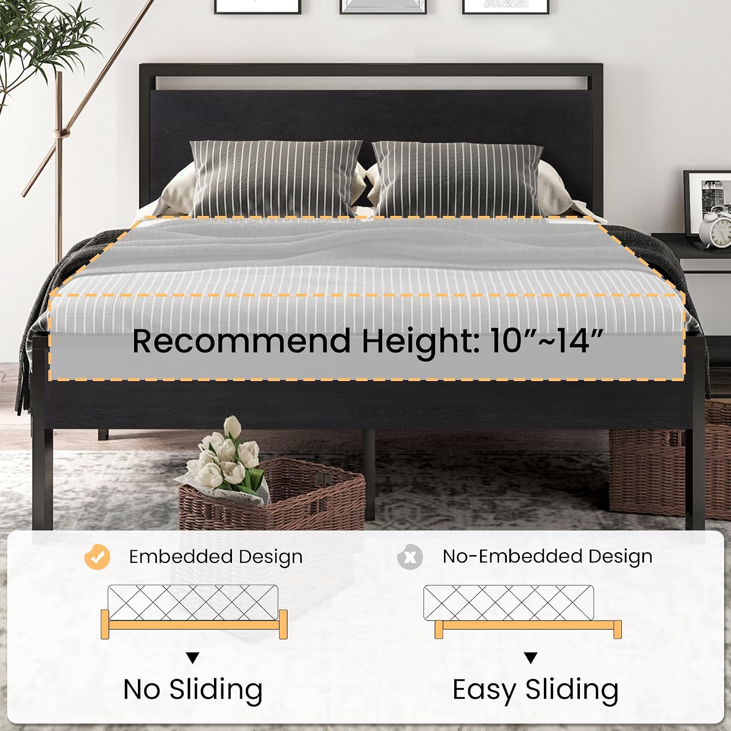 Thumbnail 6 de SHA CERLIN Metal Bed Frame, Queen