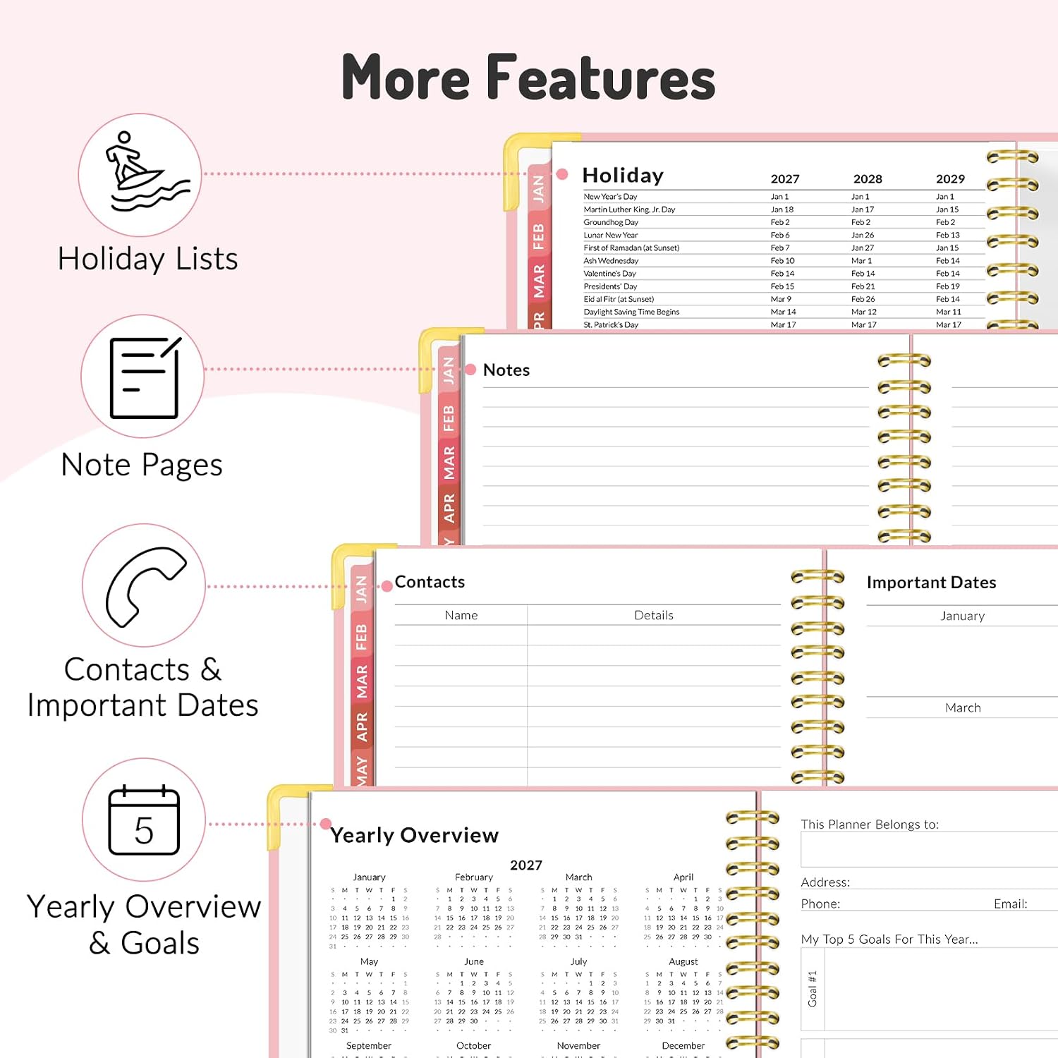 Detalle de Forvencer 2027-2028 Planner, 18-Month Weekly and Monthly, 8.5 x 11-Inch