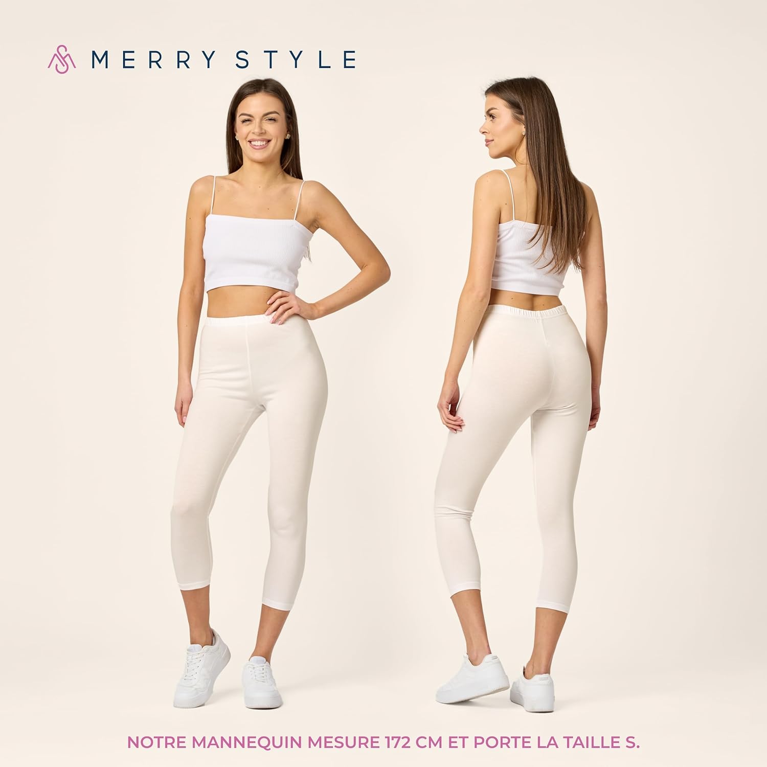 Thumbnail 1 de Merry Style Legging coton femme – confort souple et extensible, longueur 3/4, taille haute
