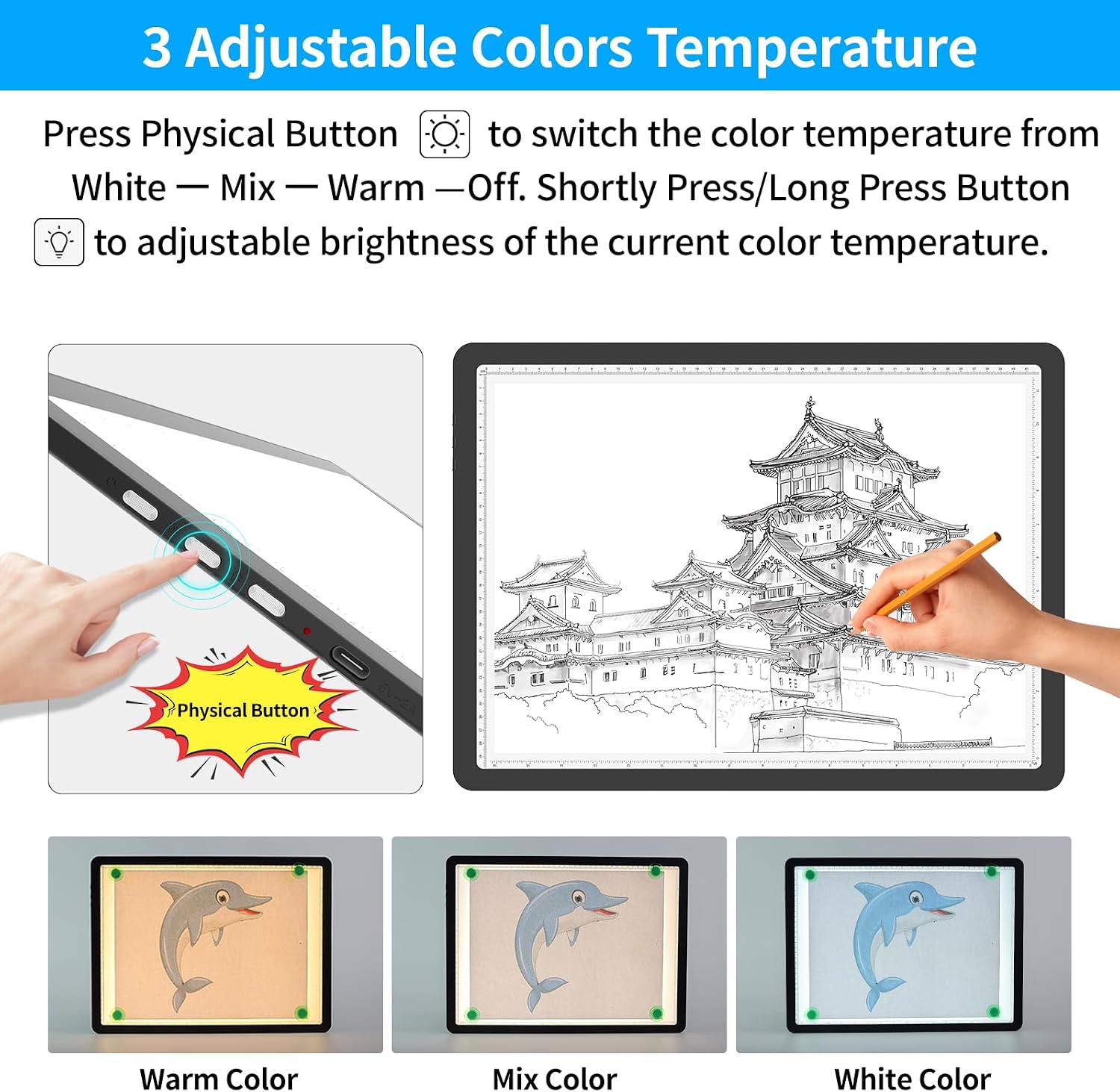 Detalle 2 de TOHETO A3 Rechargeable Light Pad for Tracing ✍