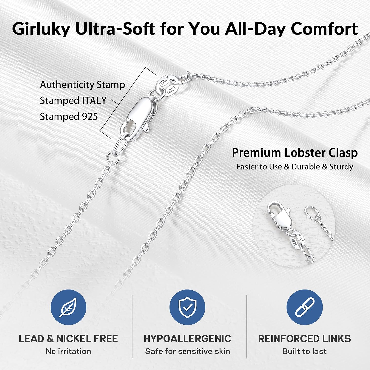Detalle 2 de Girluky Sterling Silver Chain Necklace 1.1mm