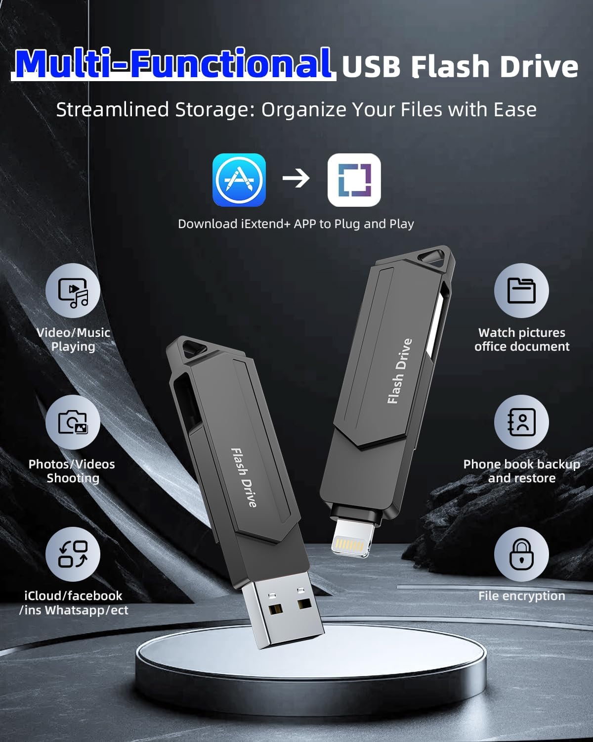 Thumbnail 4 de 512GB iPhone USB‑Stick MFi, 3‑in‑1 Lightning, Type‑C