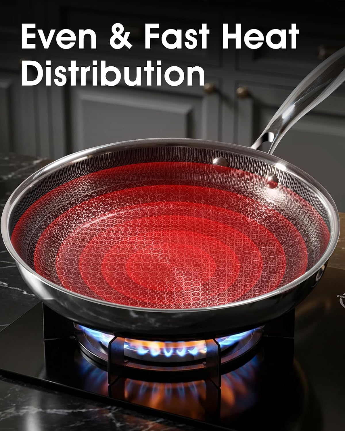 Detalle de USELUCK Hybrid Nonstick 8-Inch Frying Pan with Glass Lid