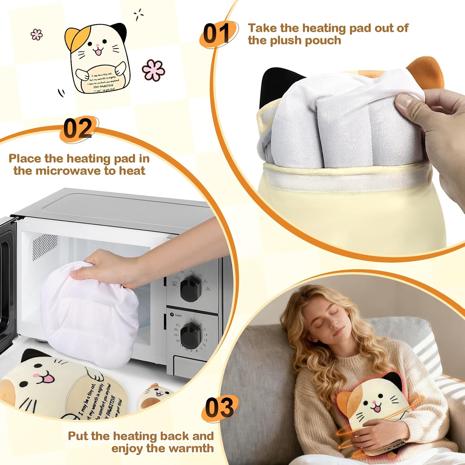 Detalle de Plush Cat Weighted Microwave Heat Pad 60–120s