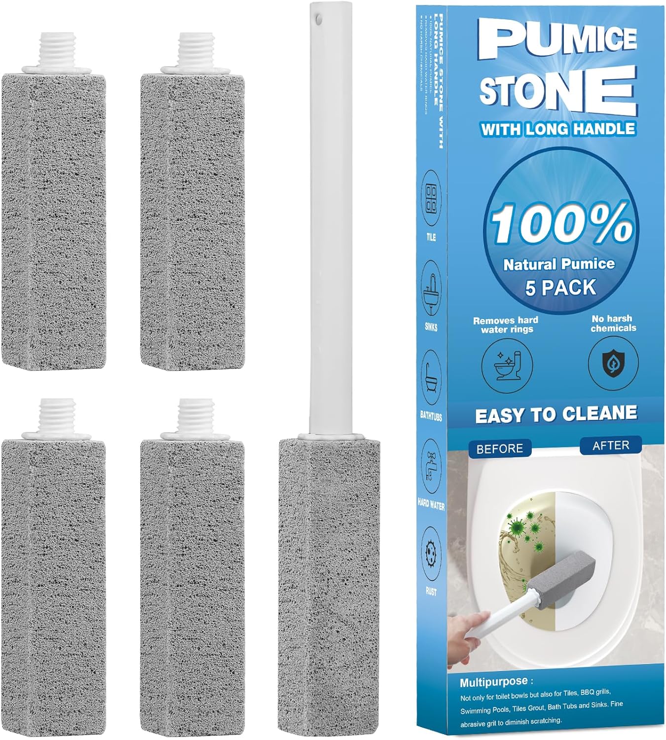 Detalle de 5 Packs Pumice Cleaning Stone with Extra Long Handle