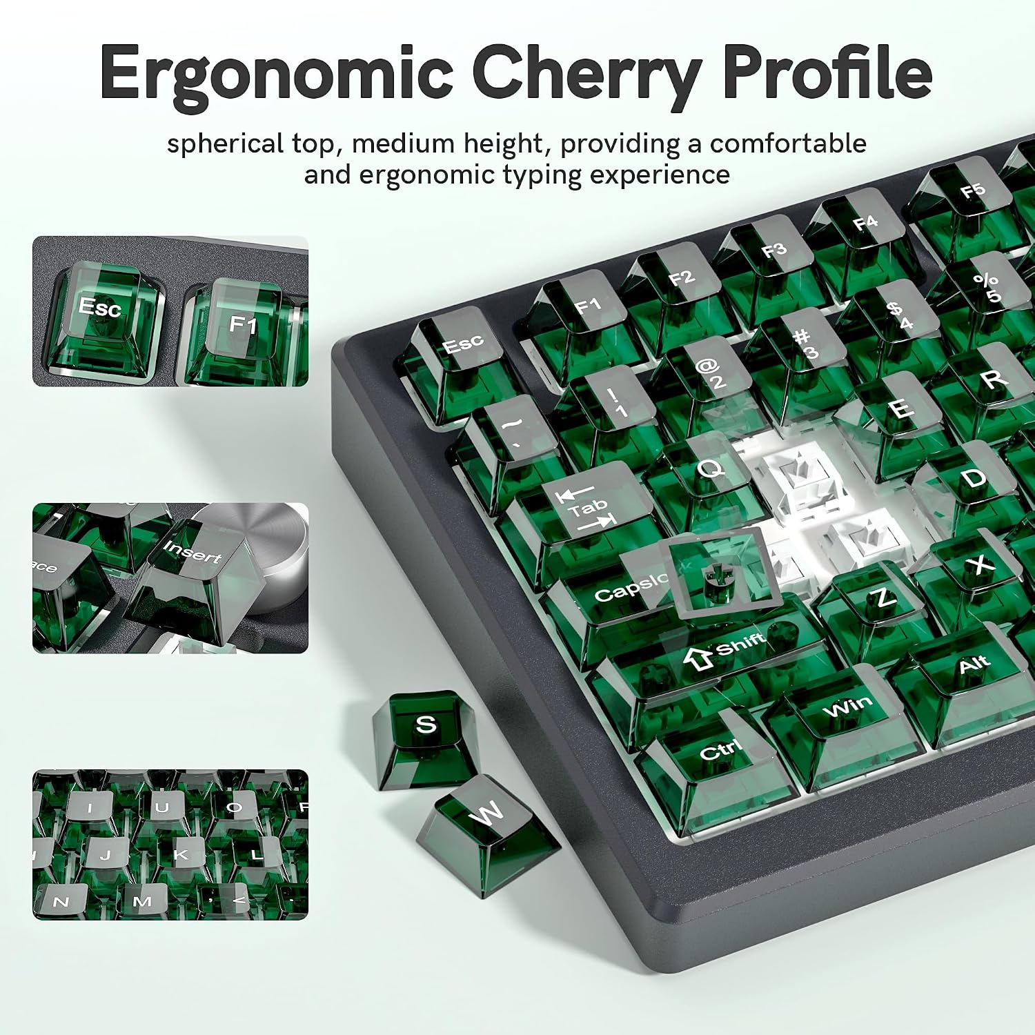Detalle de dagaladoo 115-Key Transparent Green Keycaps, Cherry Profile for MX Switches