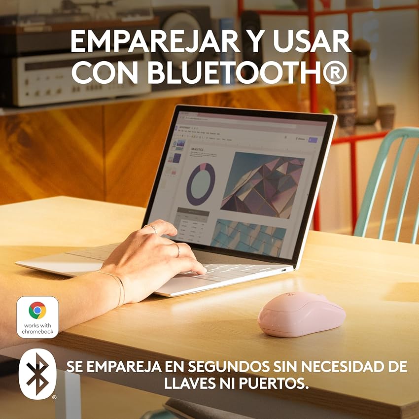 Thumbnail 1 de Logitech M240 Silencioso Bluetooth, rosa — 18 meses de batería 🖱