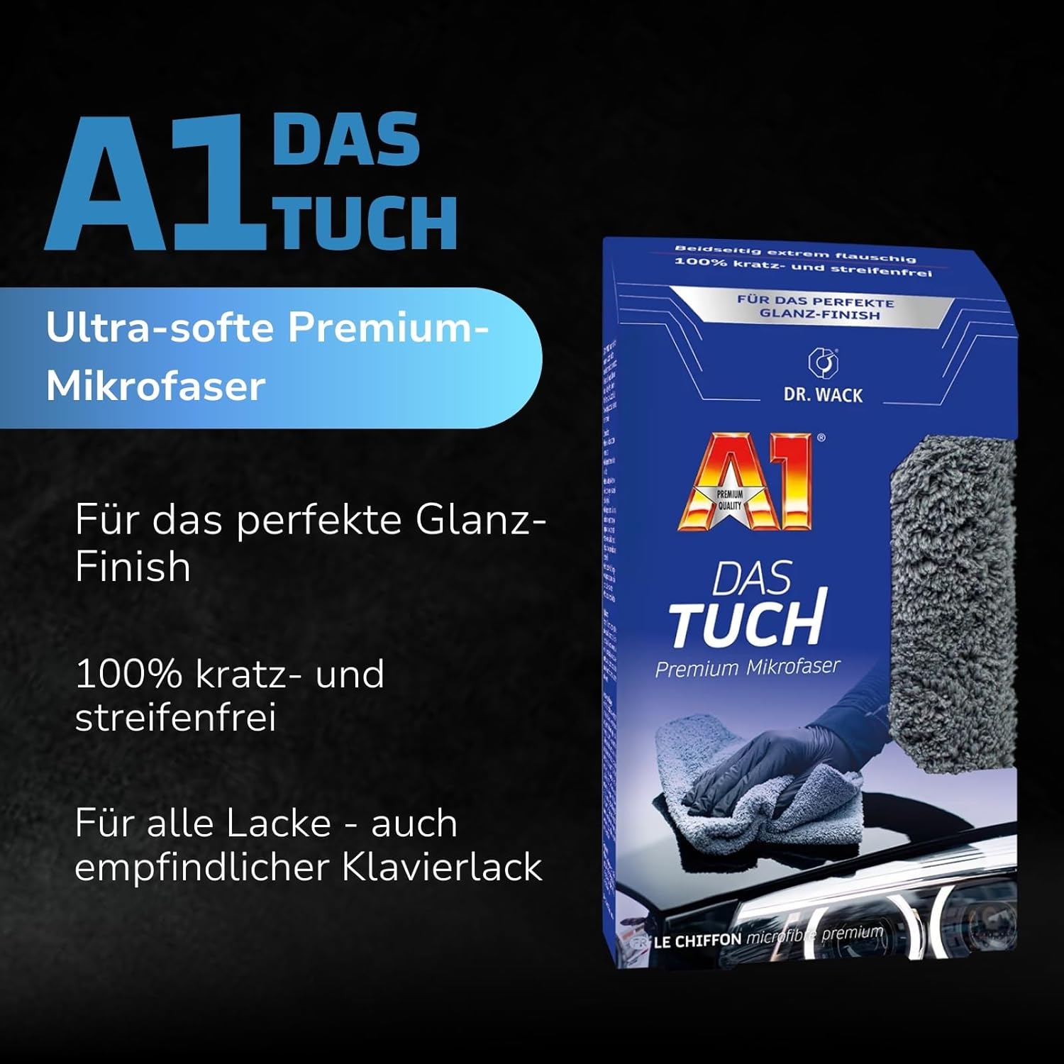 Thumbnail 1 de Dr. Wack DAS Tuch Mikrofasertuch 40 × 40 cm – sanft, saugstark und kratzfrei