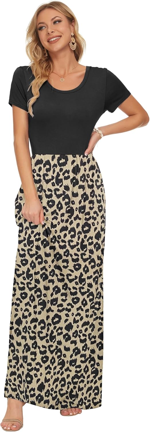 Thumbnail 2 de AUSELILY Damen Kurzarm Maxikleid mit Taschen – sommerlich, lässig & bequem