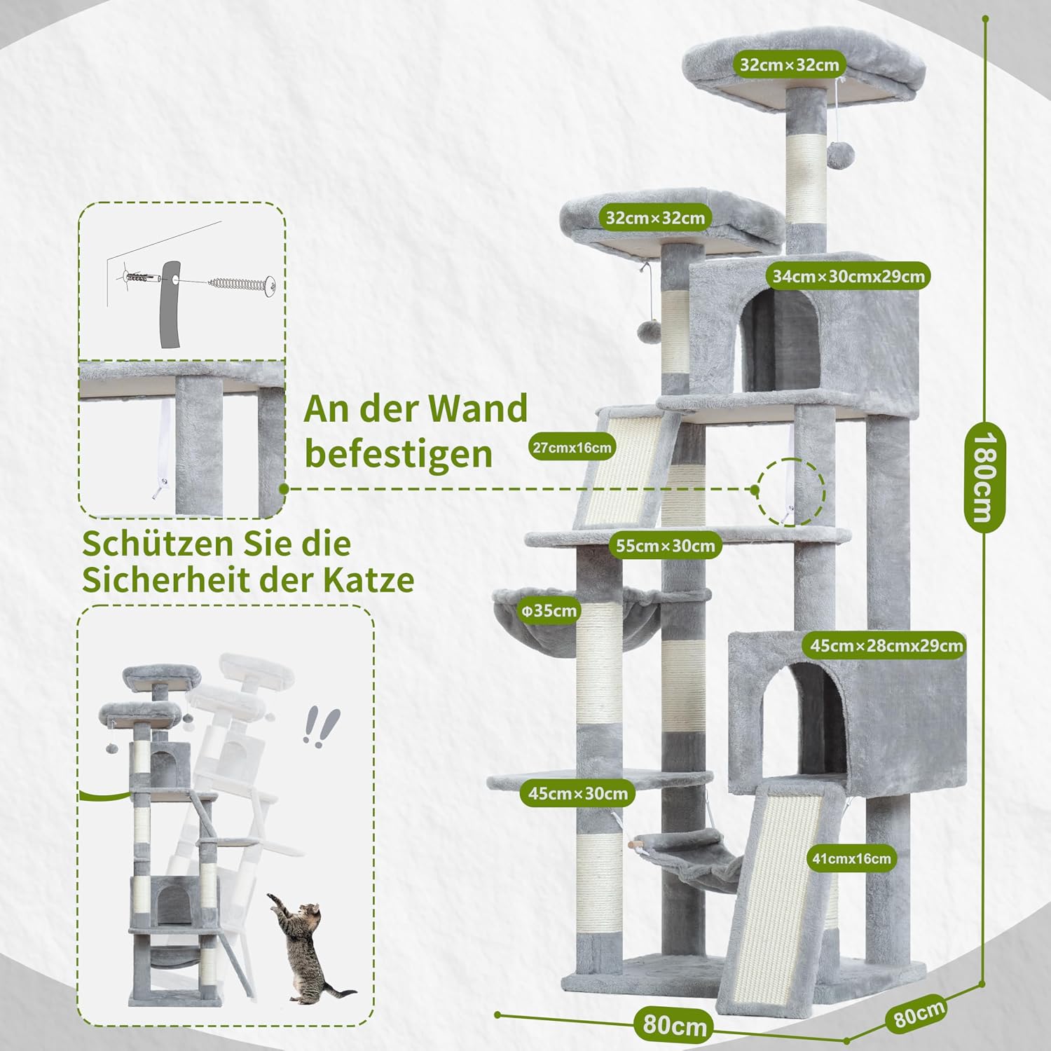 Thumbnail 6 de Gitelsnour Kratzbaum 180 cm mit 2 Höhlen
