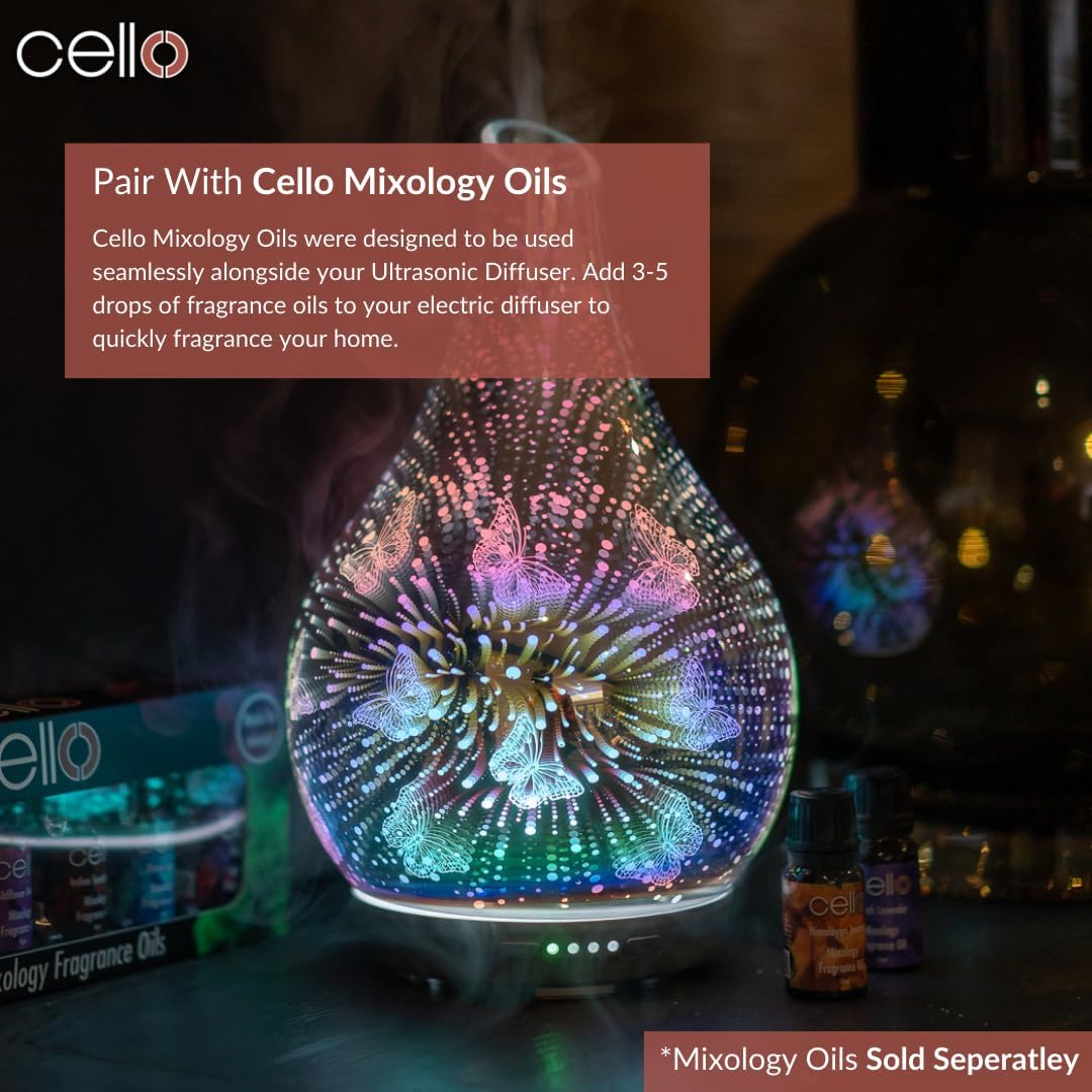 Thumbnail 5 de Cello 3D Butterfly Ultrasonic Diffuser Large – glass ultrasonic oil diffuser with colour-changing LED