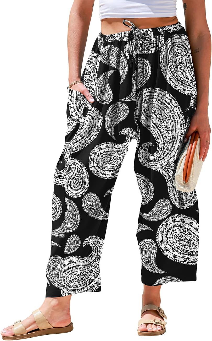 Thumbnail 4 de TARSE Womens Linen Wide Leg Pants with Pockets — Casual Beach-Ready Palazzo Harem Pants