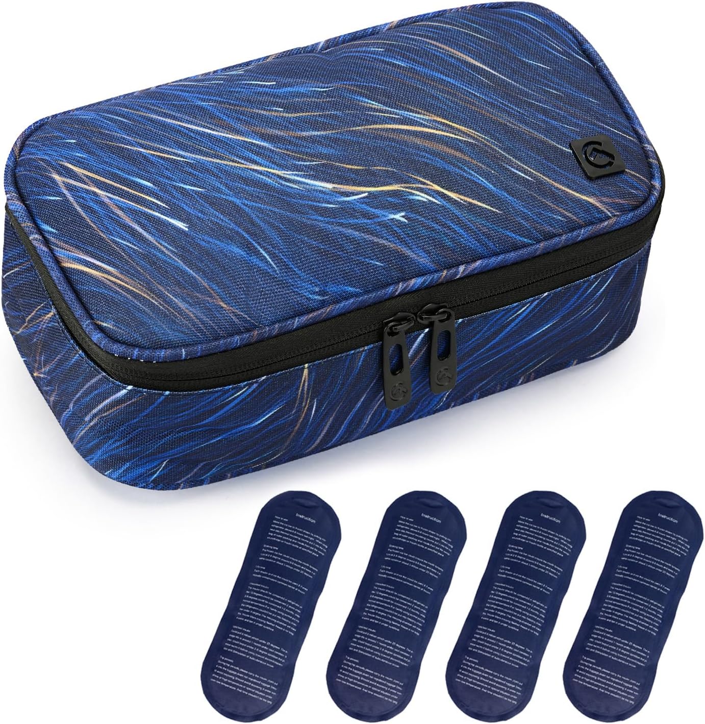 Detalle de ALLCAMP Insulin-Kühltasche mit Kühlbox, 4 wiederverwendbaren Eisbeuteln und Organizer