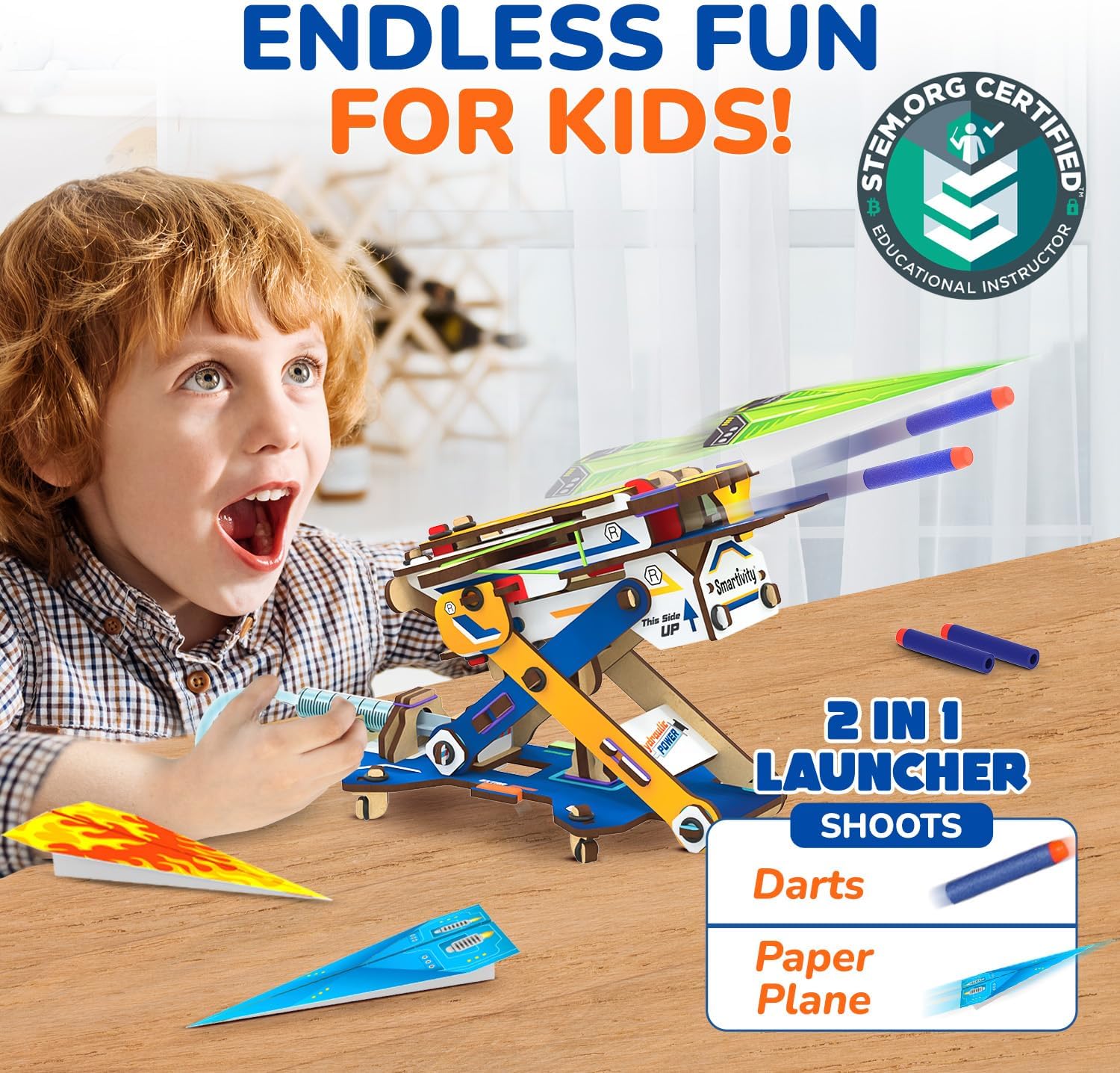 Thumbnail 1 de Smartivity DIY 2in1 Hydraulic Paper Airplanes & Darts Launcher STEM Toy