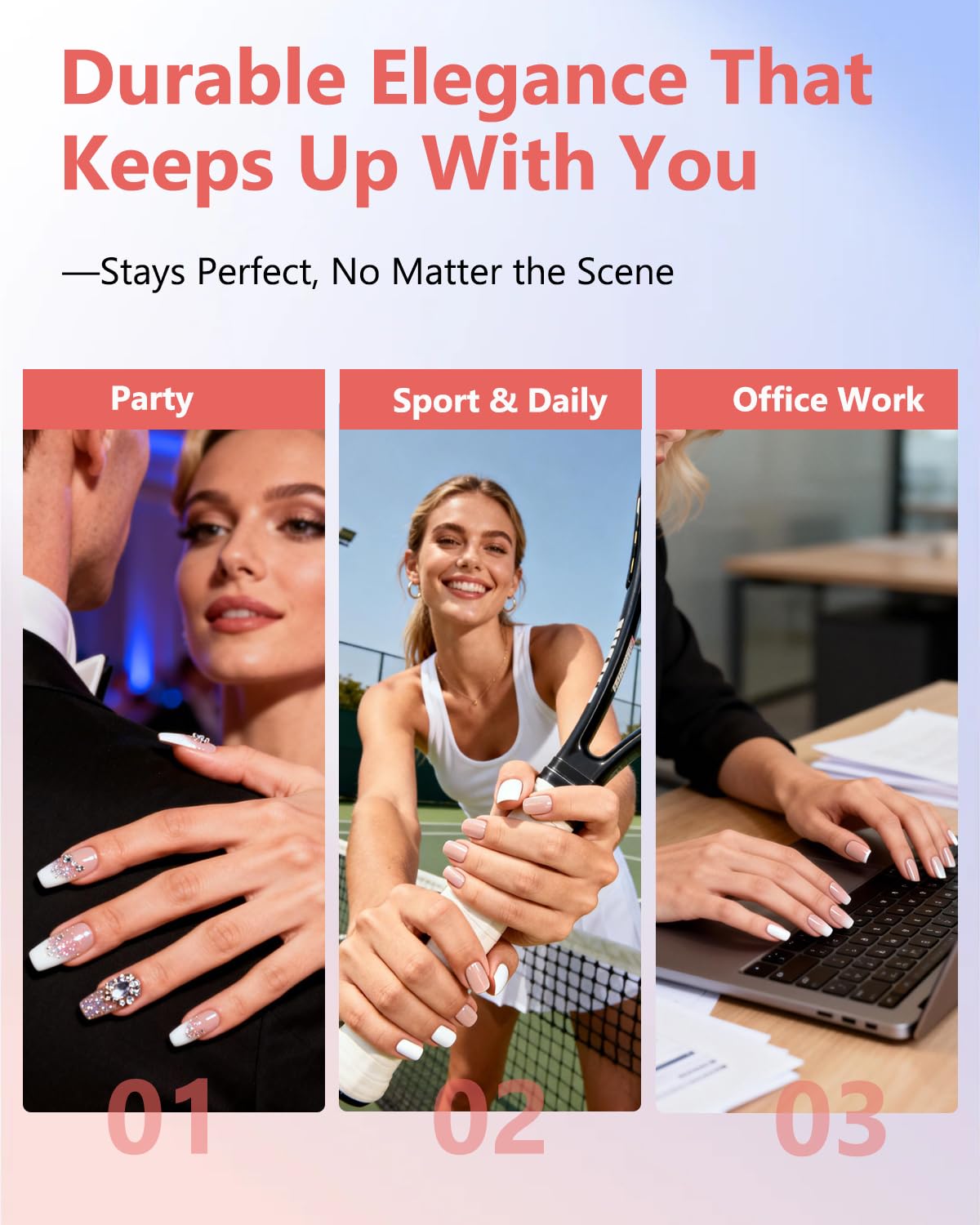 Thumbnail 3 de Aokitec Aufbaugel-Set für Gelnägel (No File & Self-Glättend) – UV-Gel in Nude und Weiß