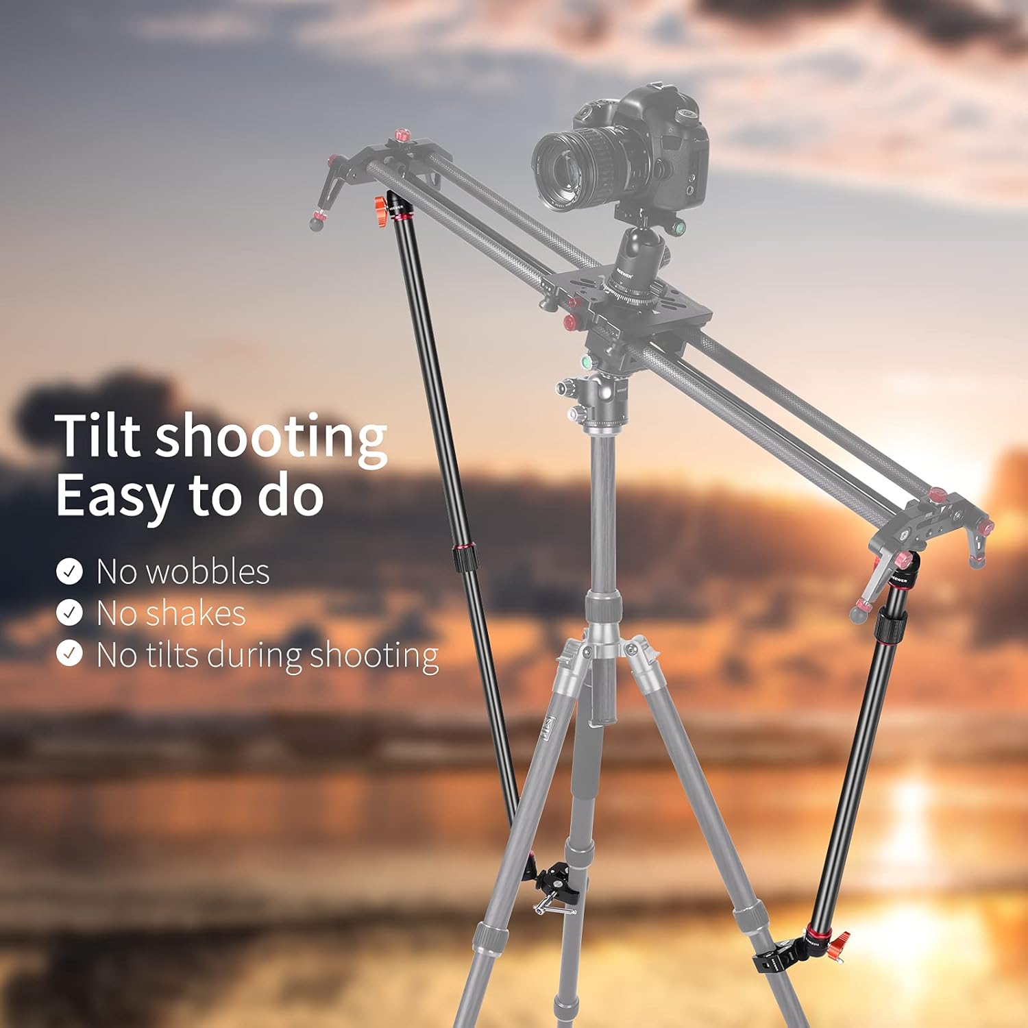 Detalle 2 de NEEWER Kamera-Slider Stützarm 2er-Set: verstellbare Tragarme aus Aluminium für mehr Stabilität