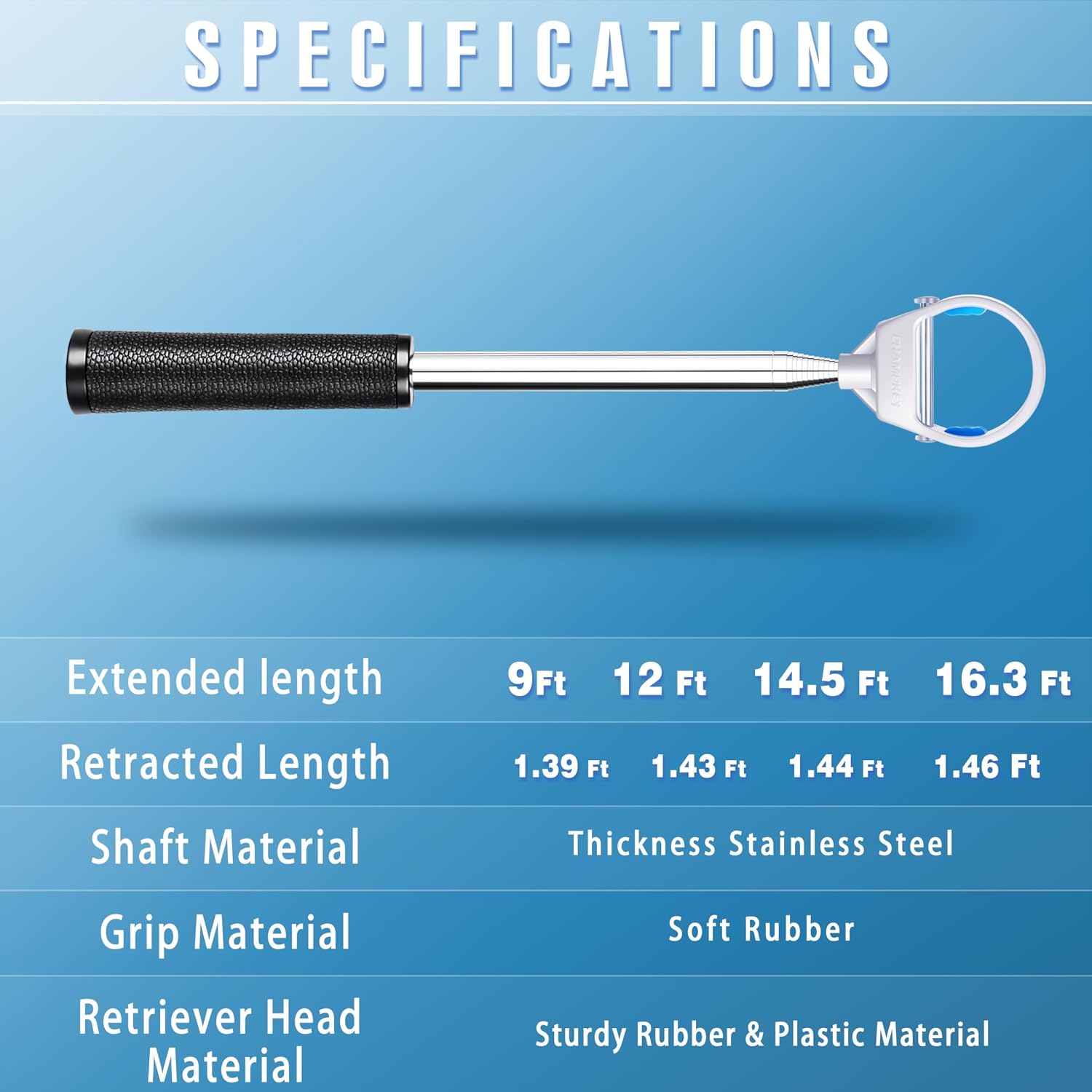 Thumbnail 5 de CHAMPKEY Pro Auto-Lock Golf Ball Retriever – Reinforced Telescopic Shaft with Quick-Lock System