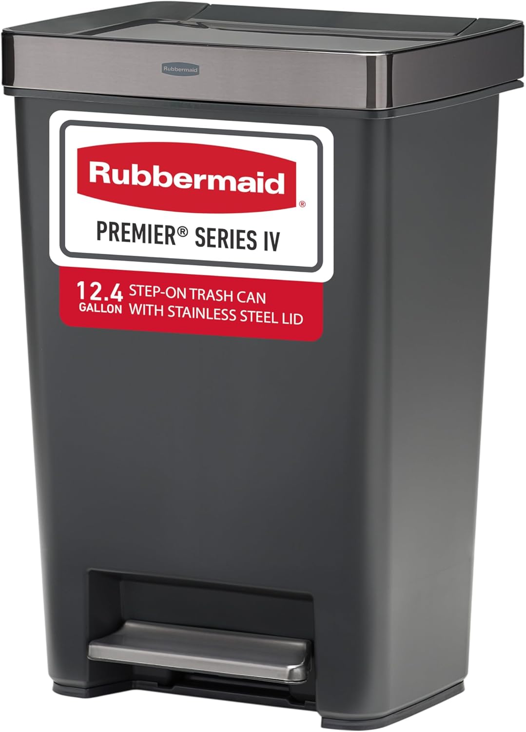 Thumbnail 6 de Rubbermaid Premier Series III Step-On Trash Can (12.4 Gallon) with Stainless Steel Rim – Charcoal