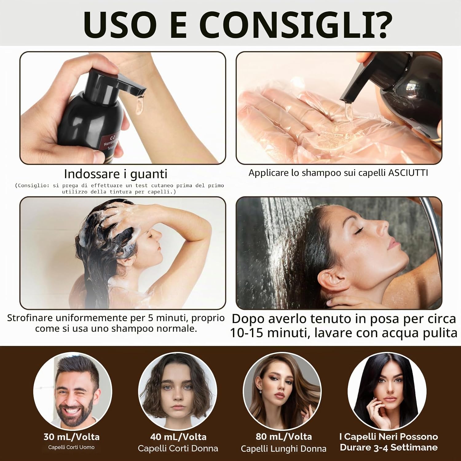 Detalle de Shampoo colorante Dark Brown 3 in 1