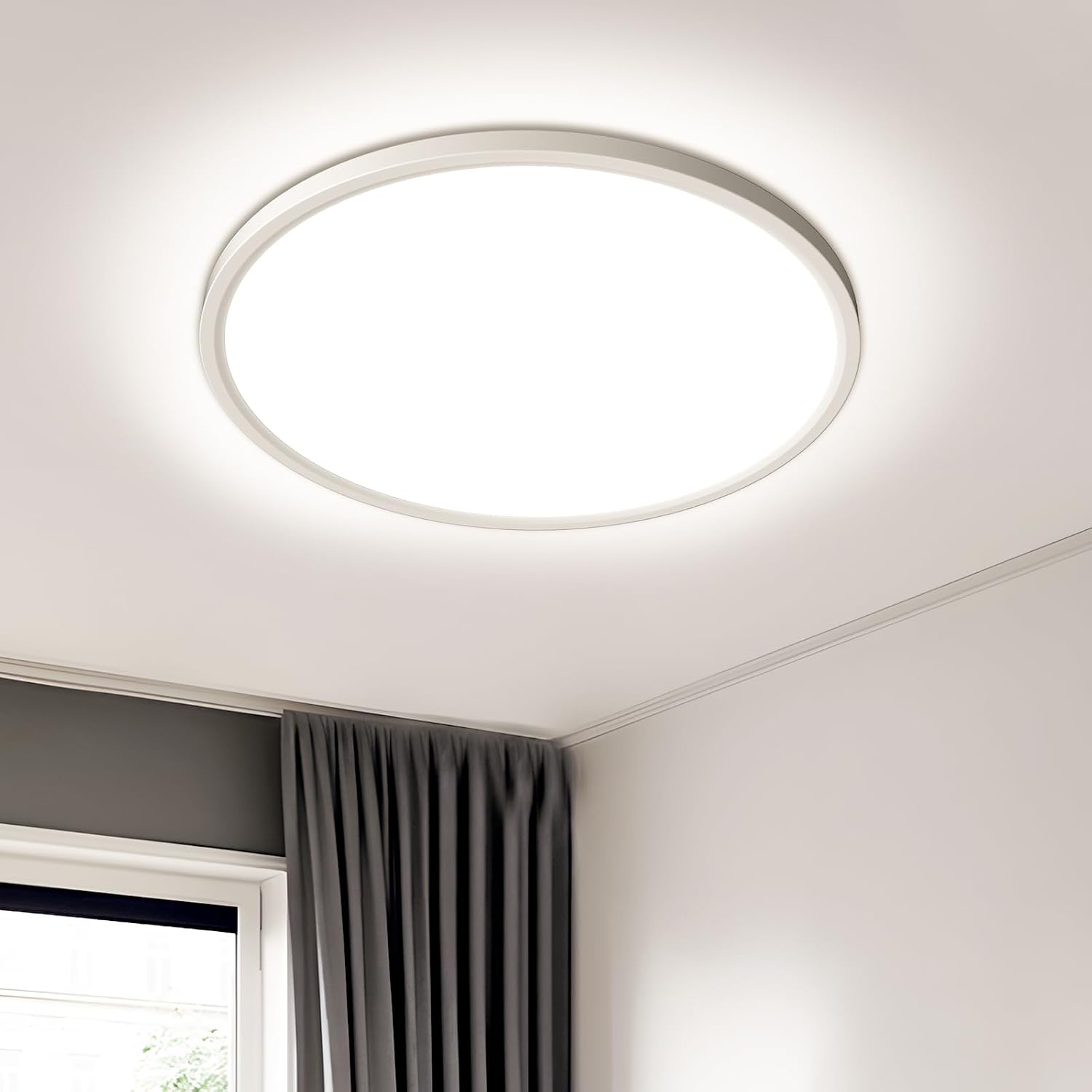 Detalle de EASY EAGLE Plafoniera LED da soffitto 36W rotonda 4000K, 3.240 lm, IP44 ultra sottile Ø30 cm
