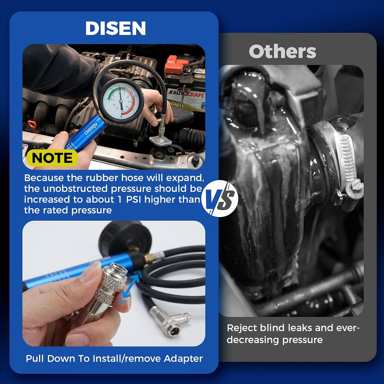 Detalle 2 de DISEN DS-33LQYZKJZTJ Coolant Pressure Tester and Vacuum Refill Kit, 23 Adapters