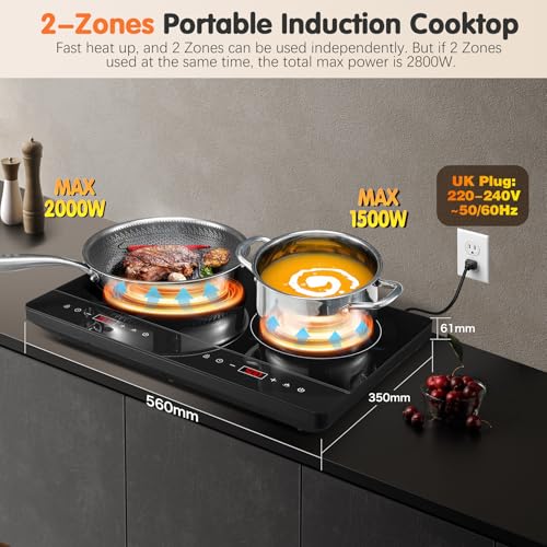 Thumbnail 1 de KICHPOWER Double Induction Hob: Portable 2-Zone Cooker with Independent Touch Controls