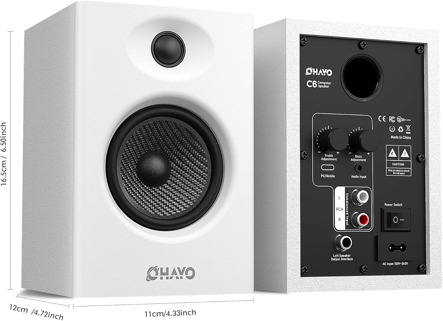 Thumbnail 6 de OHAYO 60W Aktive PC-Lautsprecher – Bluetooth 5.3, USB-C/RCA/AUX, 2.0 Stereo Set (1 aktiv + 1 passiv)