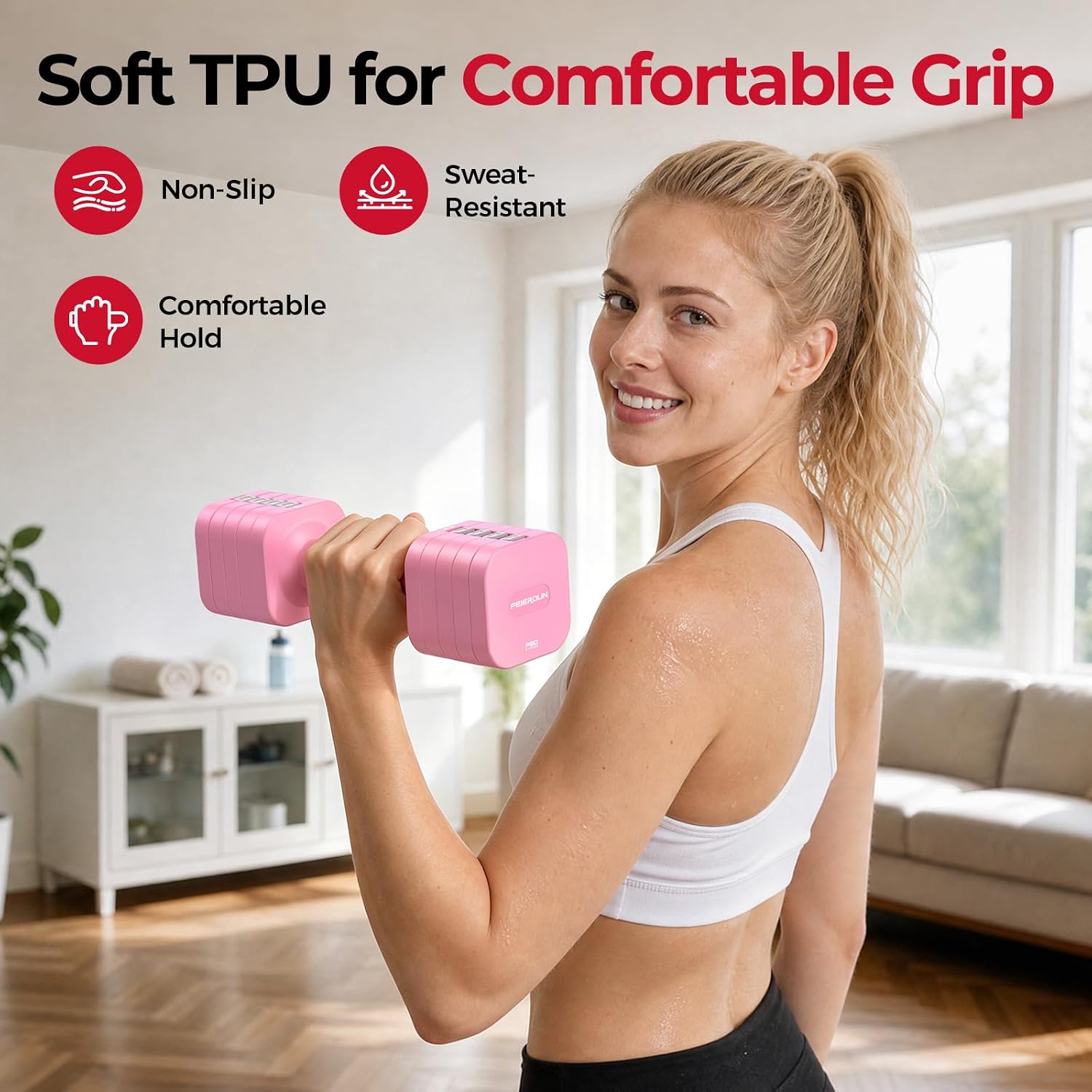 Detalle 2 de FEIERDUN Adjustable Dumbbell Set, 6LB